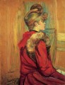 Chica con pieles Mademoiselle Jeanne Fontaine postimpresionista Henri de Toulouse Lautrec